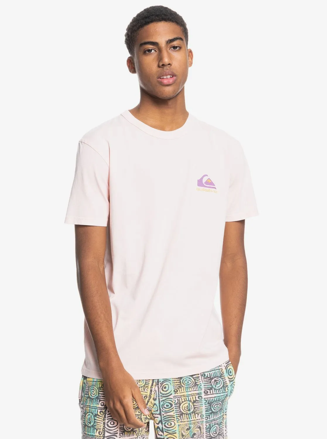 Quiksilver Mineral Organic Men's Tee Shirt - Light Pink - Light Blue
