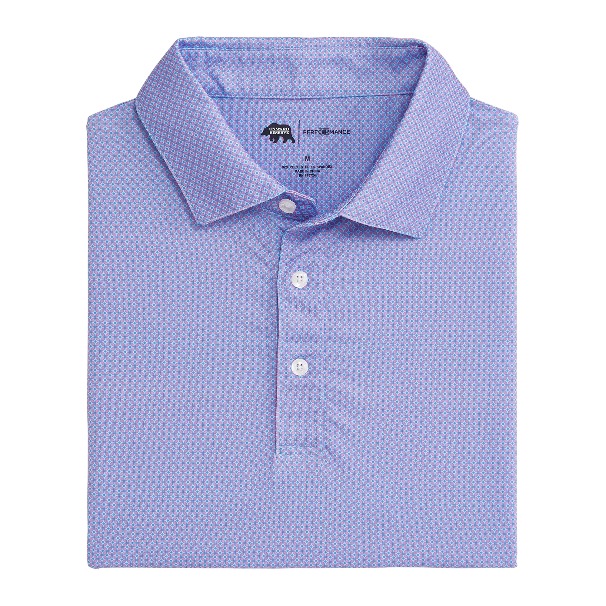 Range Printed Performance Polo - Flamingo Plume