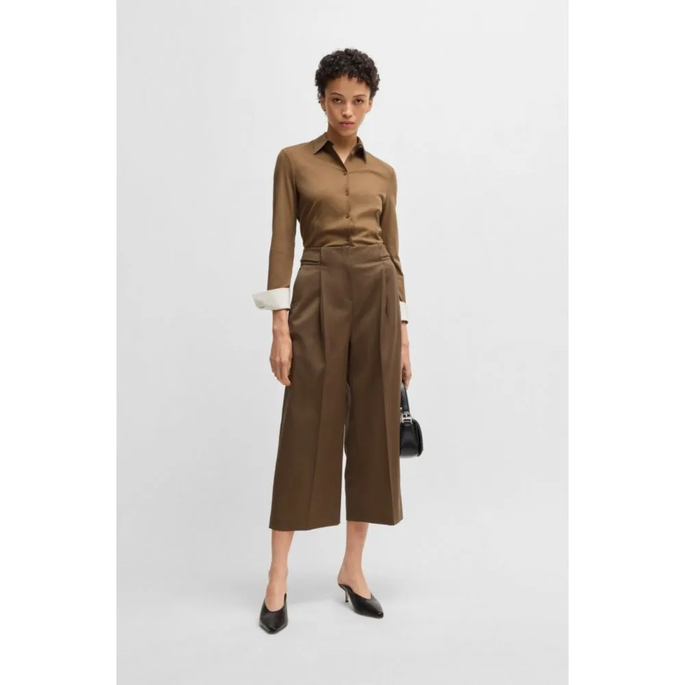 Regular-fit high-waisted trousers in wool