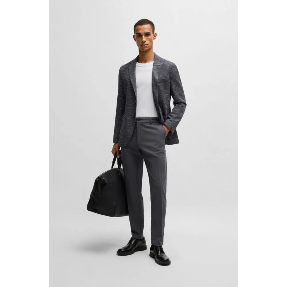 Regular-fit trousers in micro-patterned stretch cotton