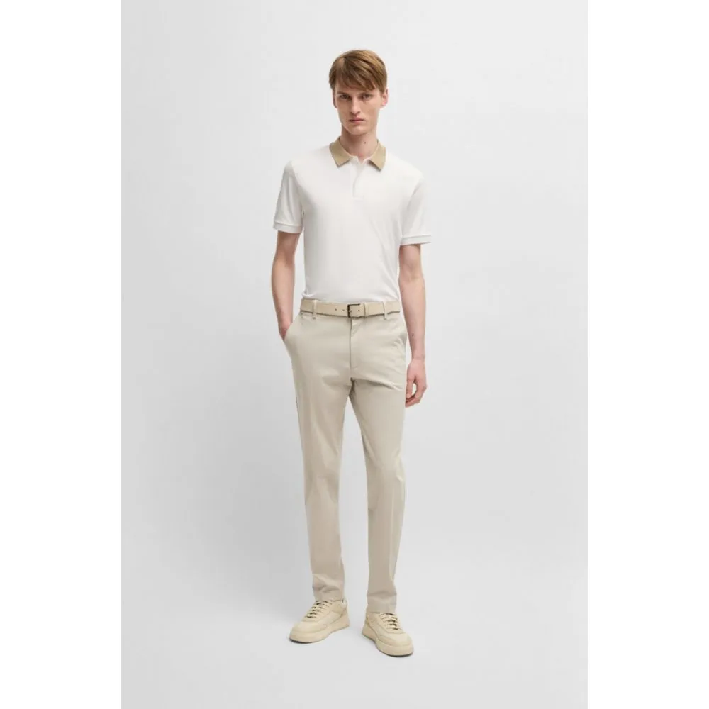 Regular-fit trousers in printed stretch cotton