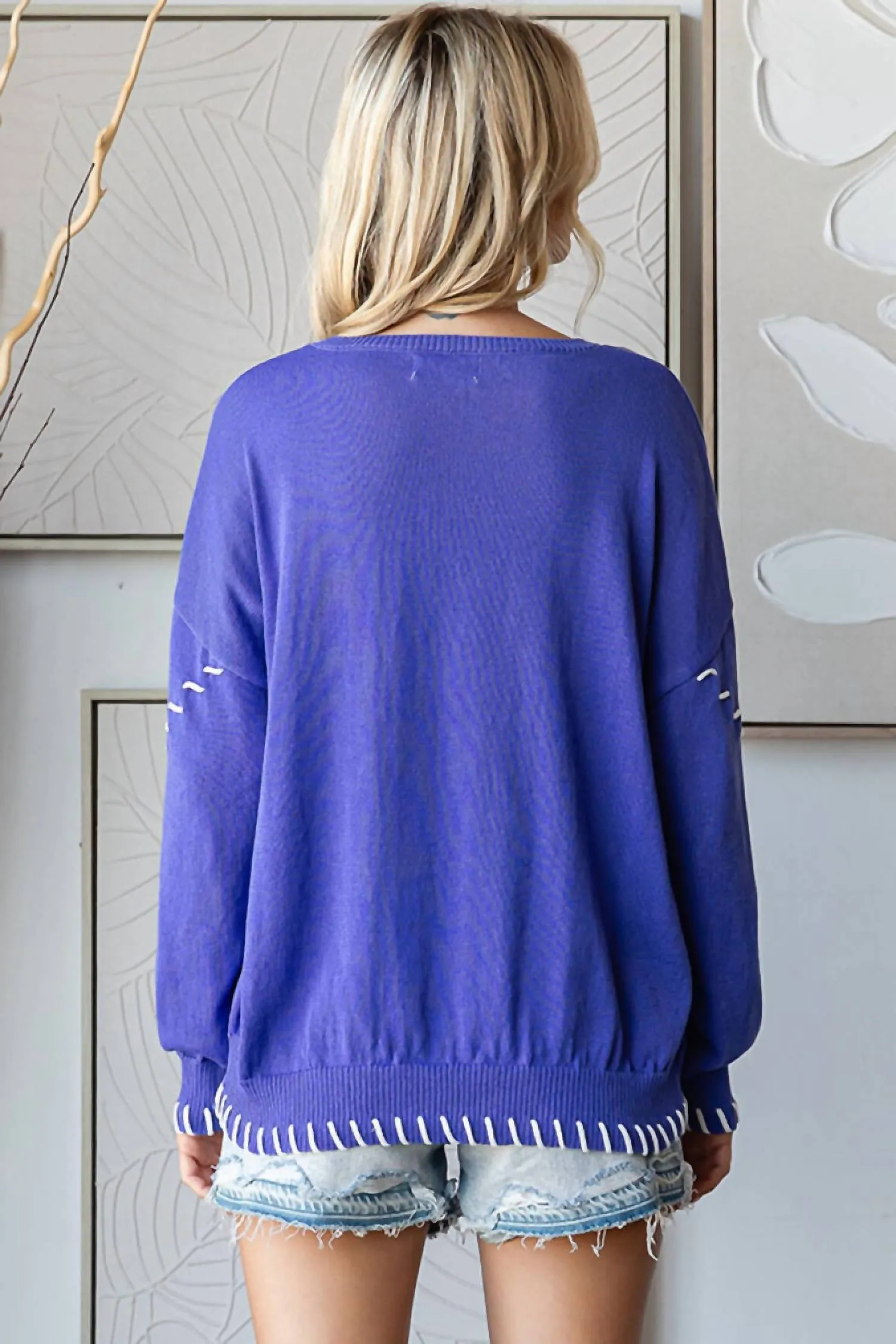 Relaxed Fit Light Knitted Sweater In Indigo