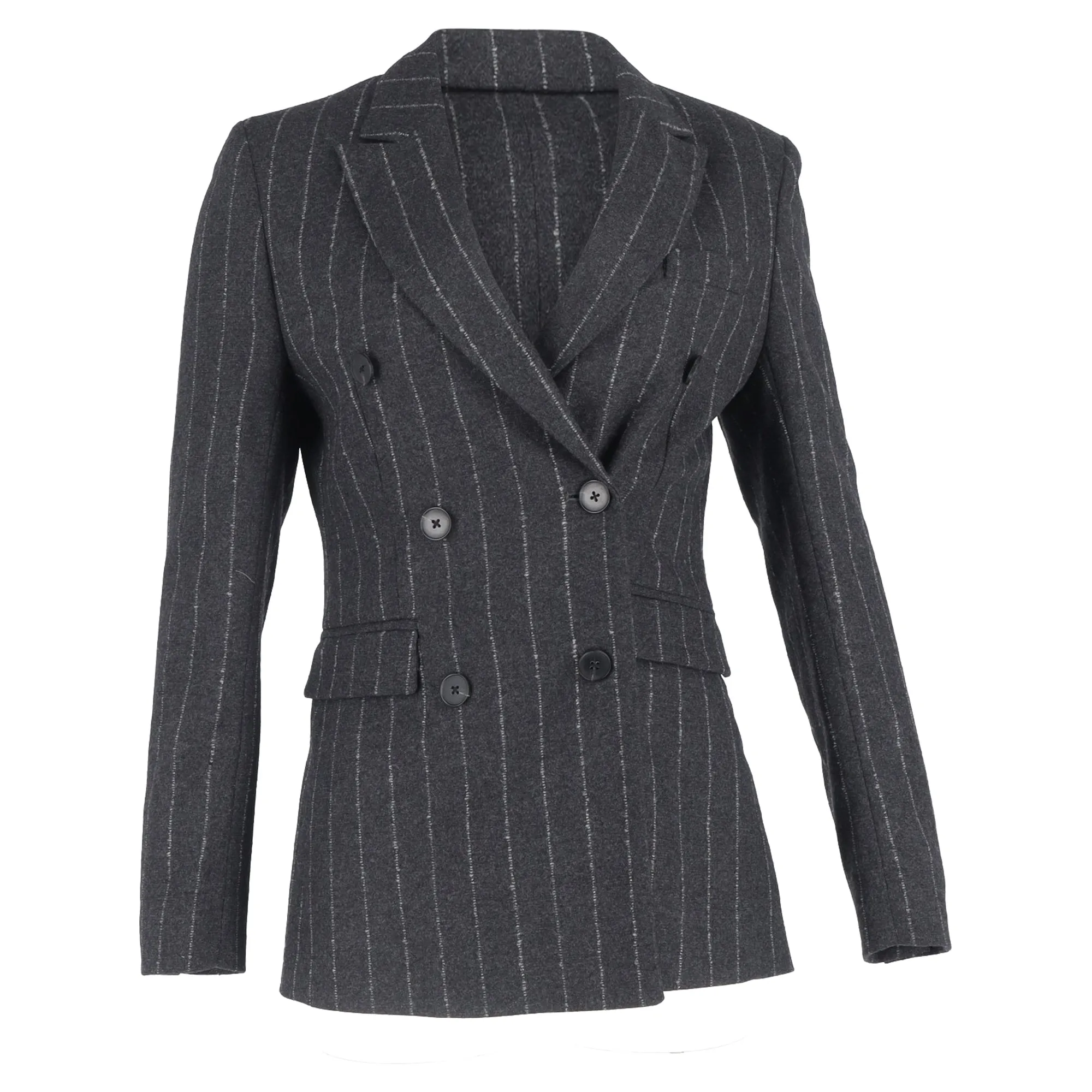 Remain by Birger Christensen Katalin Double-Breasted Blazer in Grey Wool