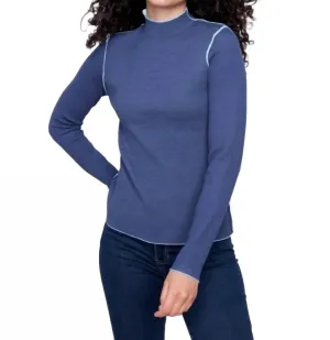 Reversible Jacquard Mock Neck Sweater In Frost