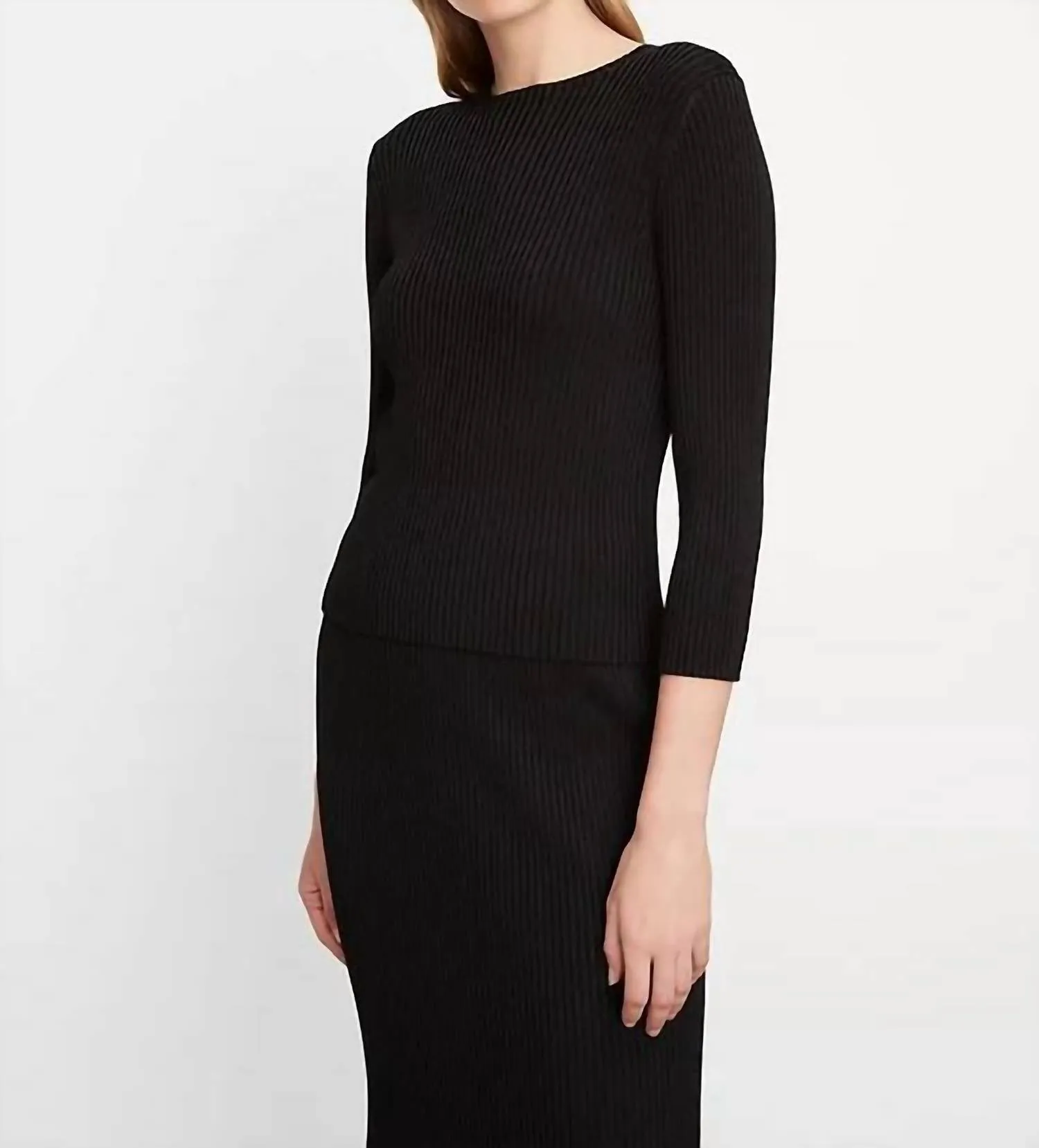 Ribbed Boatneck Sweater In Black