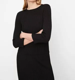 Ribbed Boatneck Sweater In Black