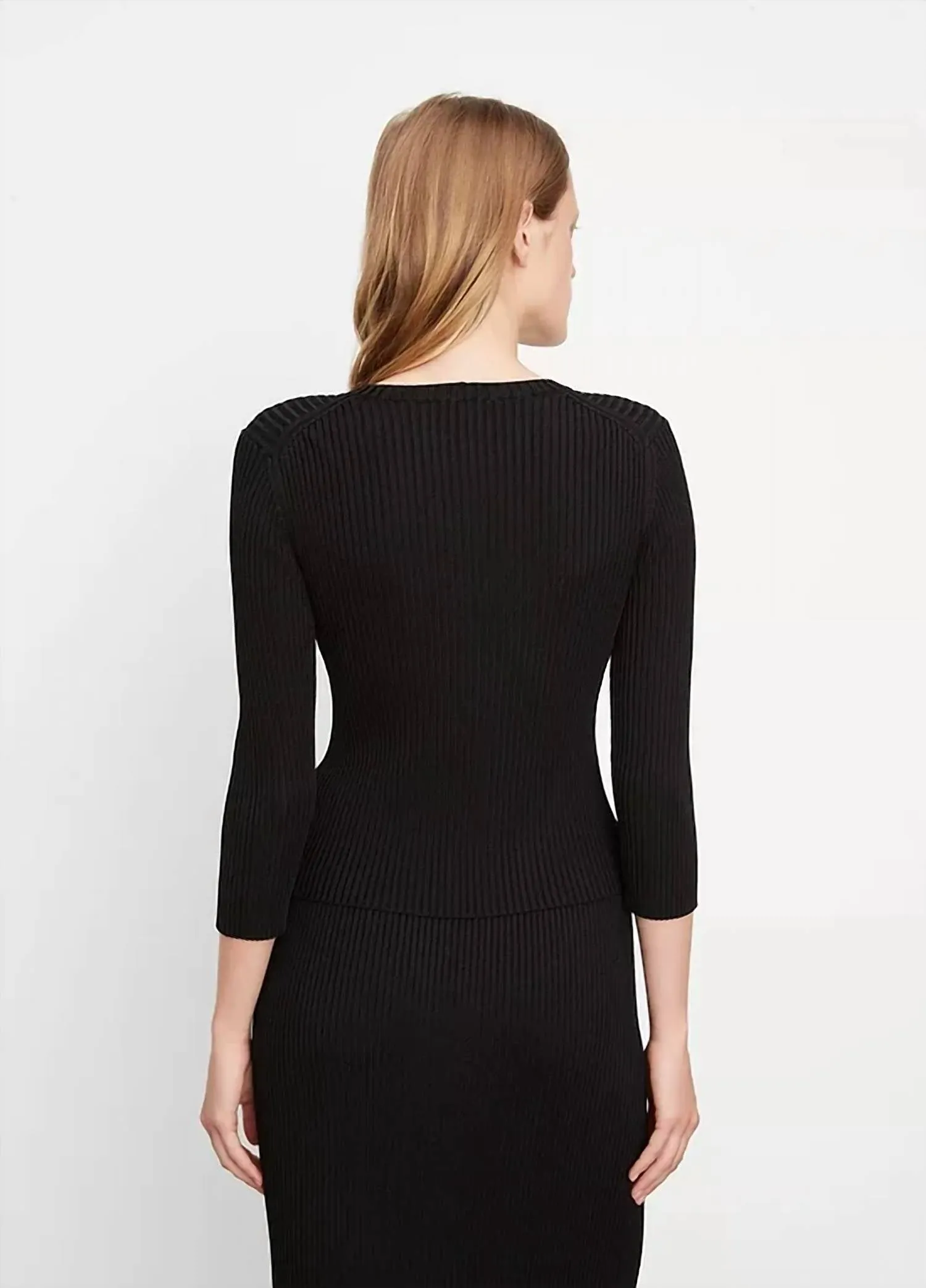 Ribbed Boatneck Sweater In Black