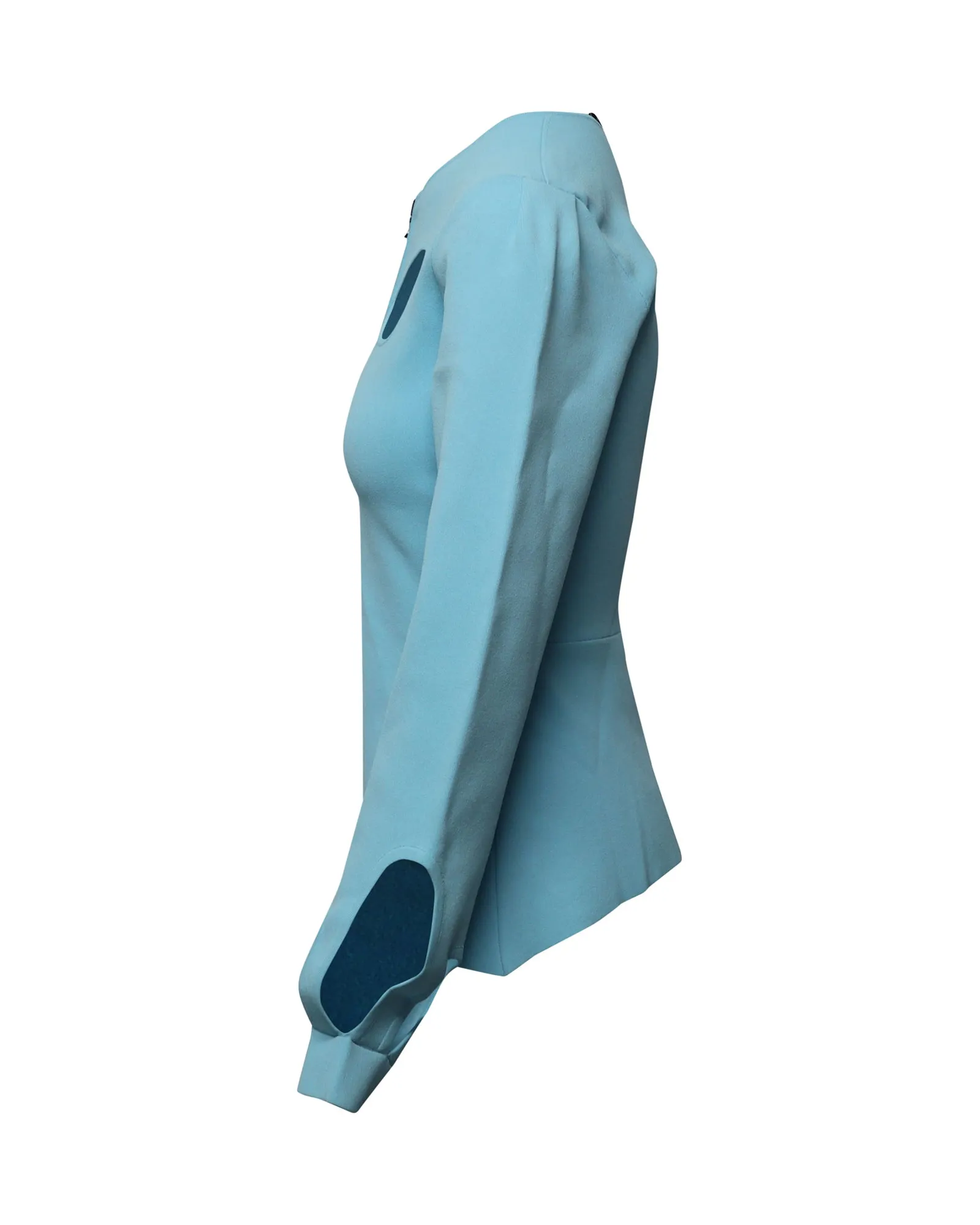 Roland Mouret Cut Out Longsleeve Top in Blue Polyester