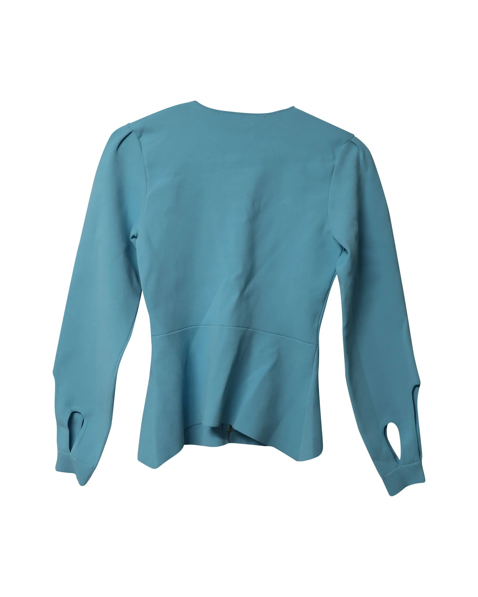 Roland Mouret Cut Out Longsleeve Top in Blue Polyester