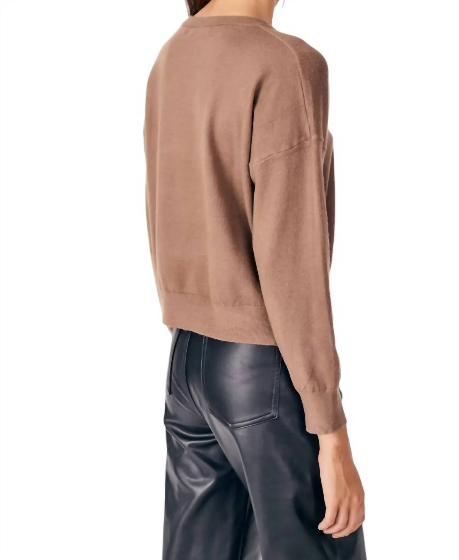 Round Neck Polly Sweater In Mink