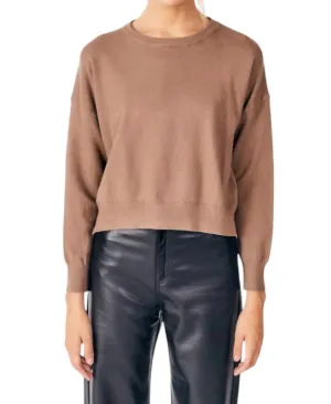 Round Neck Polly Sweater In Mink