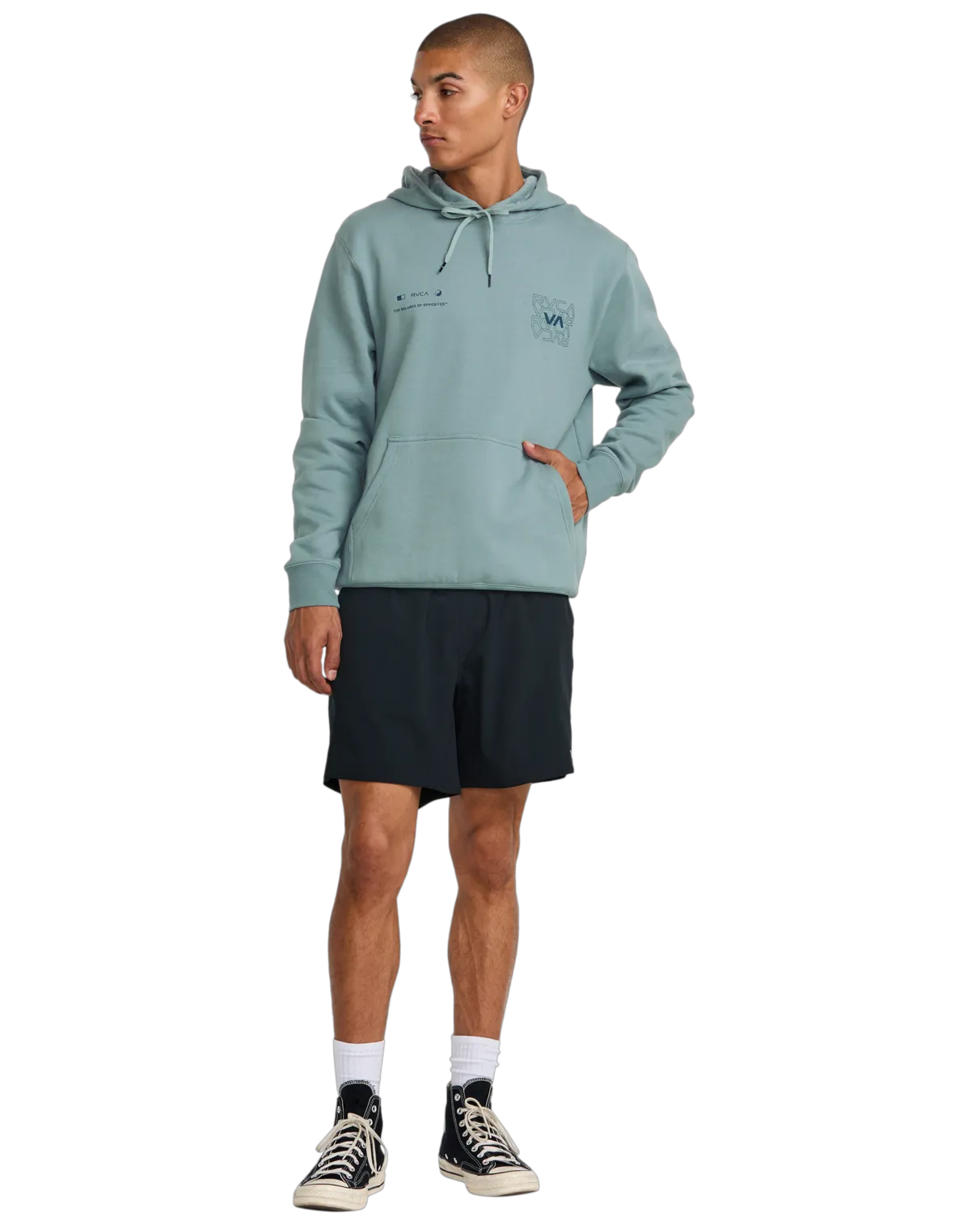 RVCA Pin Flip Hoodie in Lead