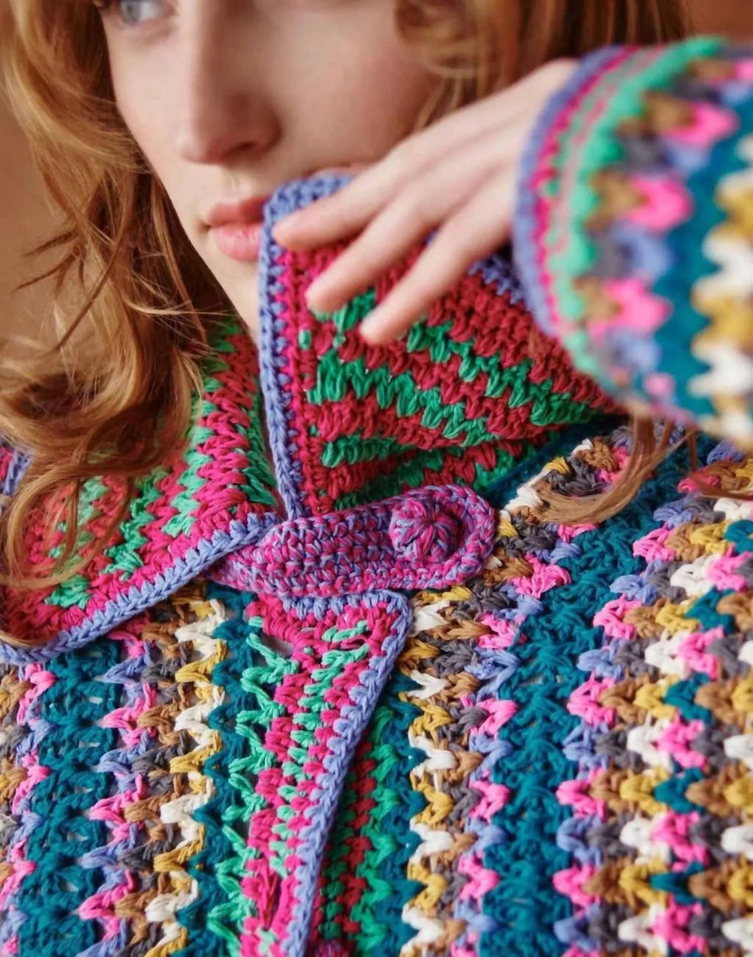 Saffron Crochet Sweater In Multi-Colored