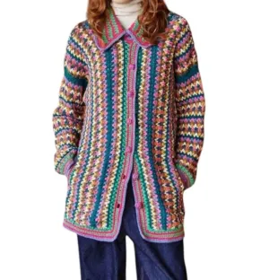 Saffron Crochet Sweater In Multi-Colored