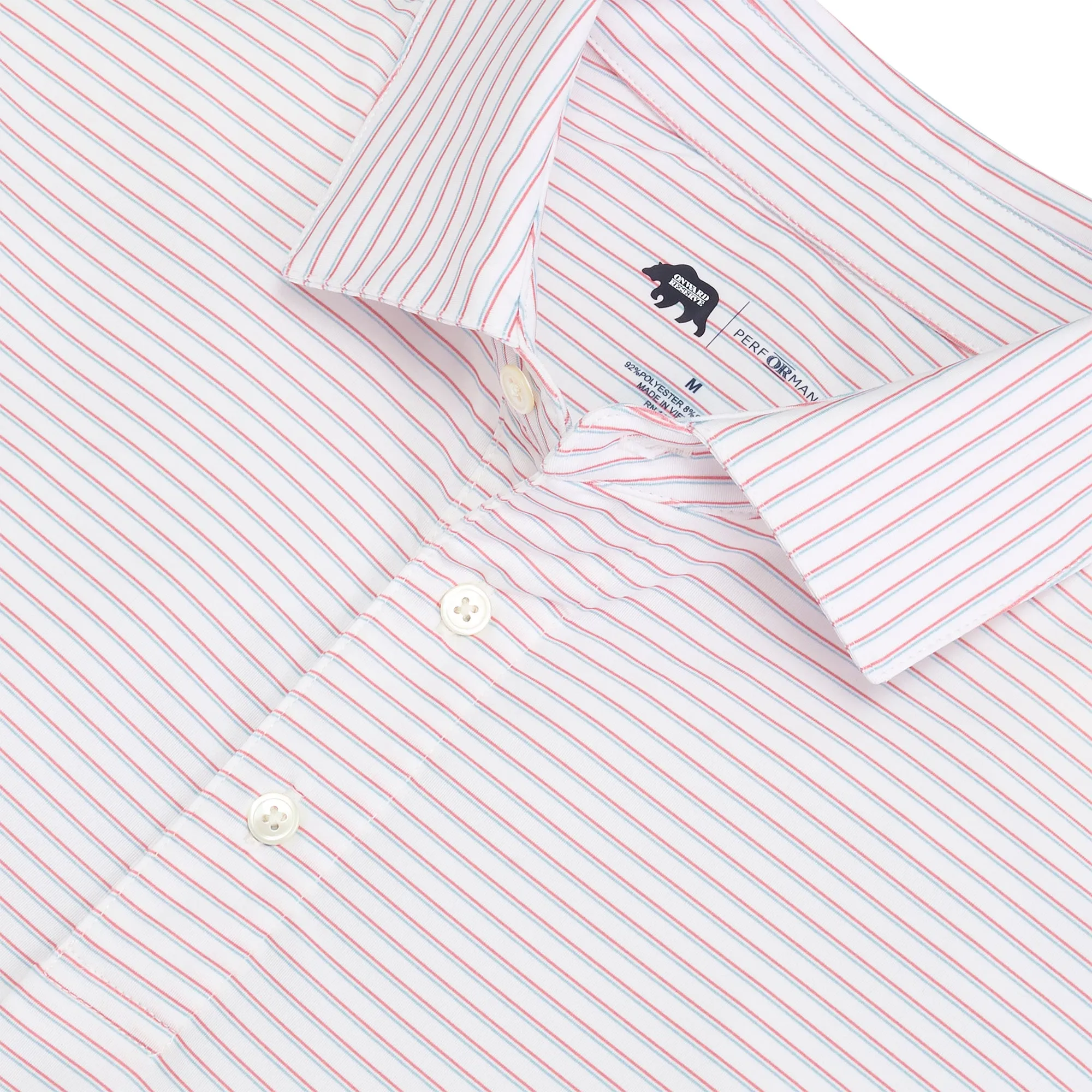 Scout Stripe Performance Polo - Flamingo Plume