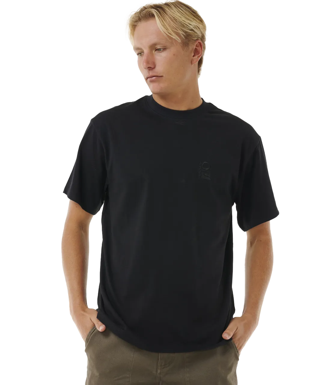 Search Embroidery T-Shirt in Black