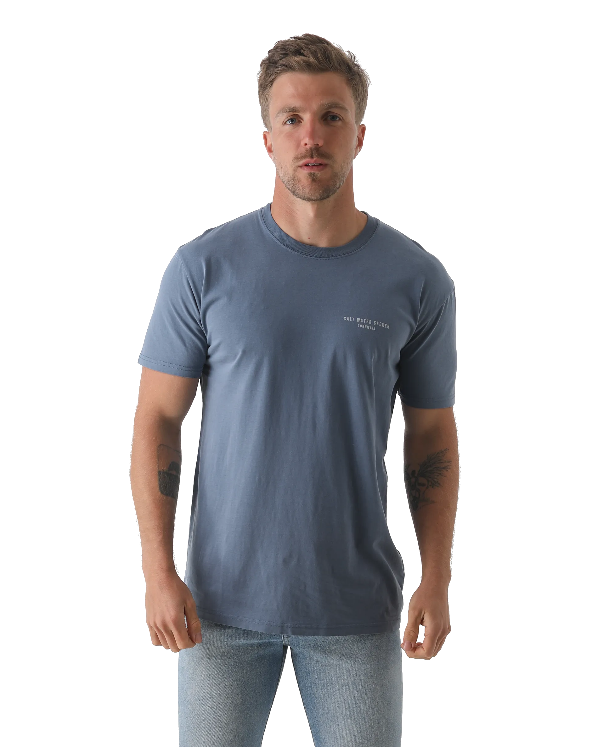 Set On T-Shirt in Faded Blue
