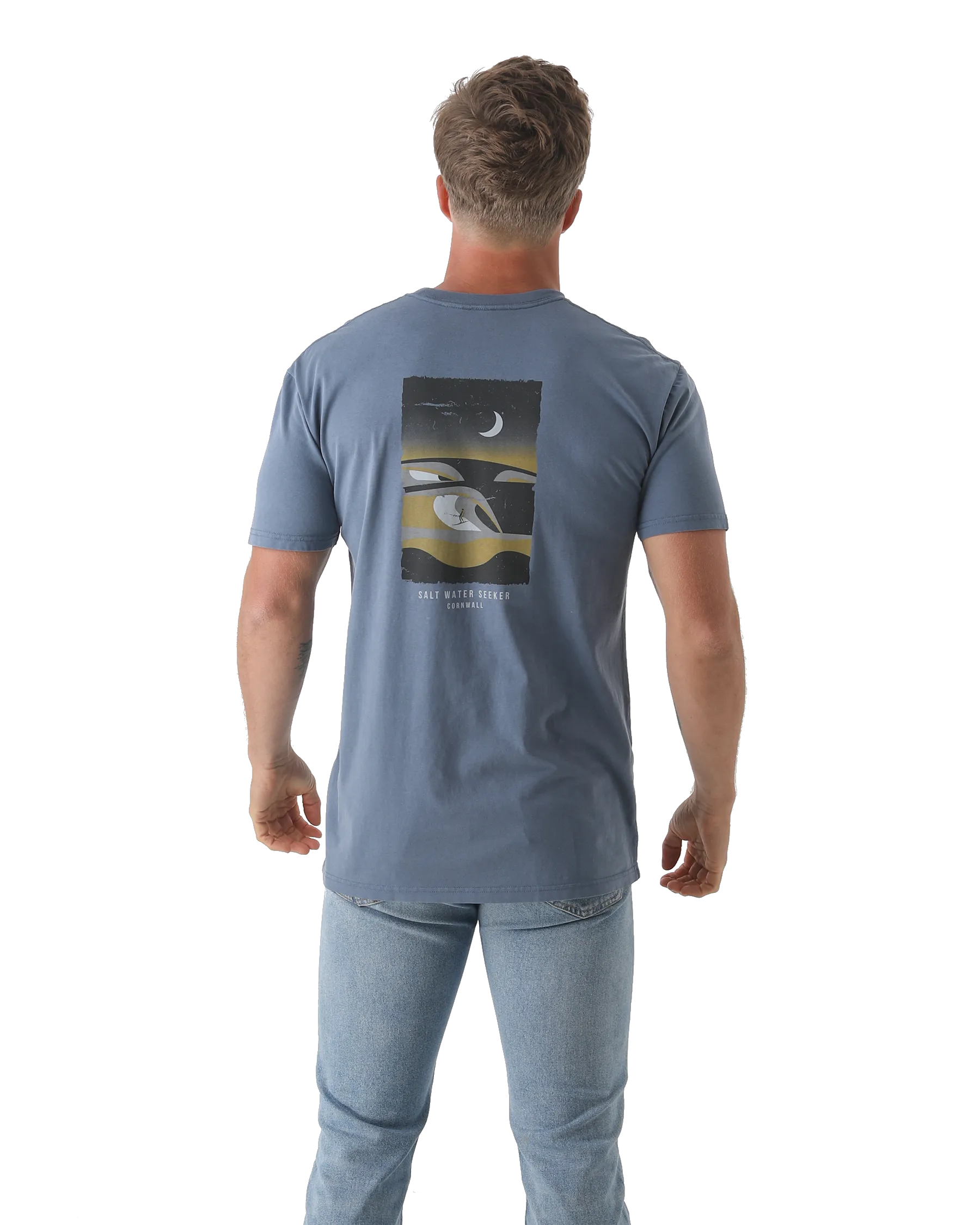Set On T-Shirt in Faded Blue