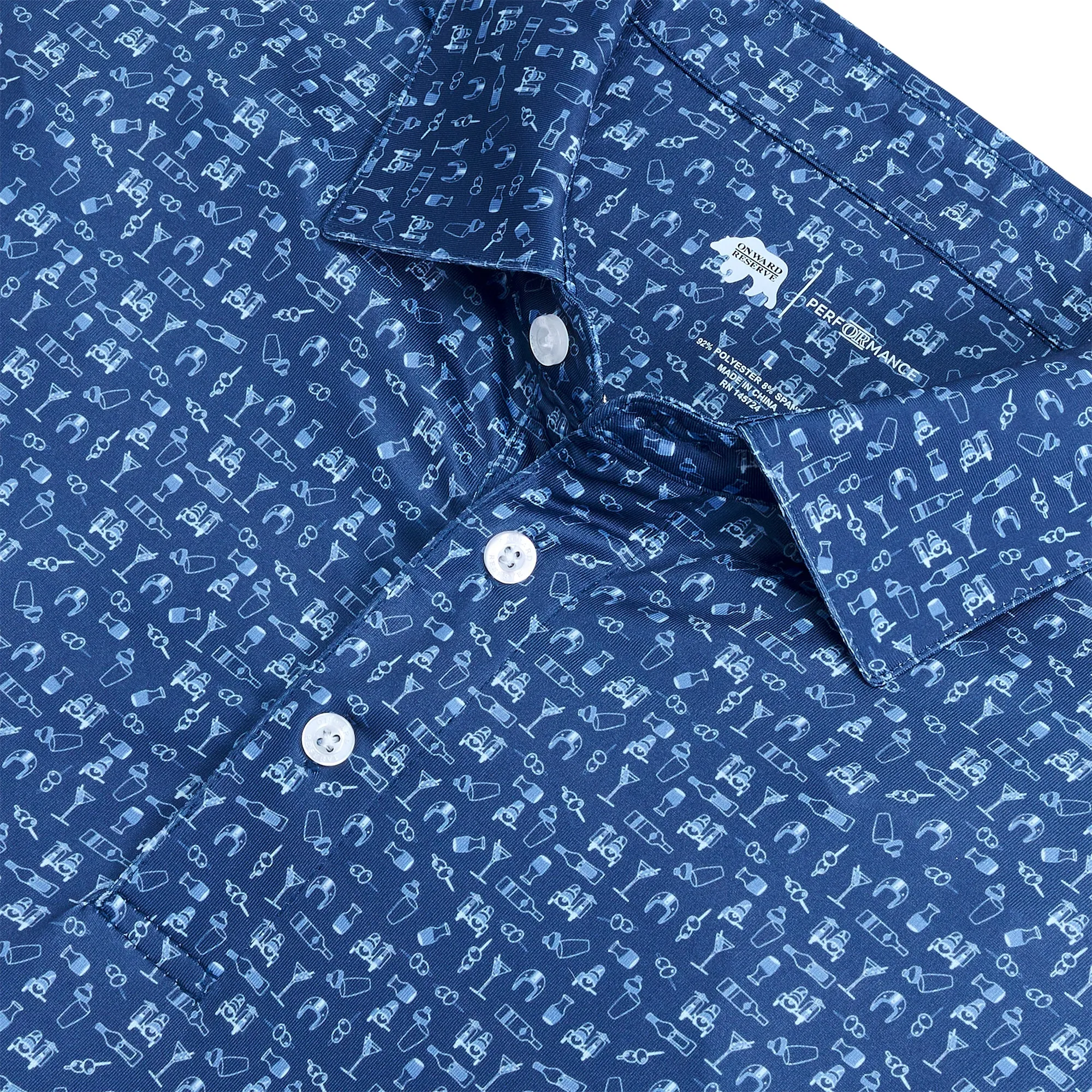Sidecar Printed Performance Polo - Blue Horizon