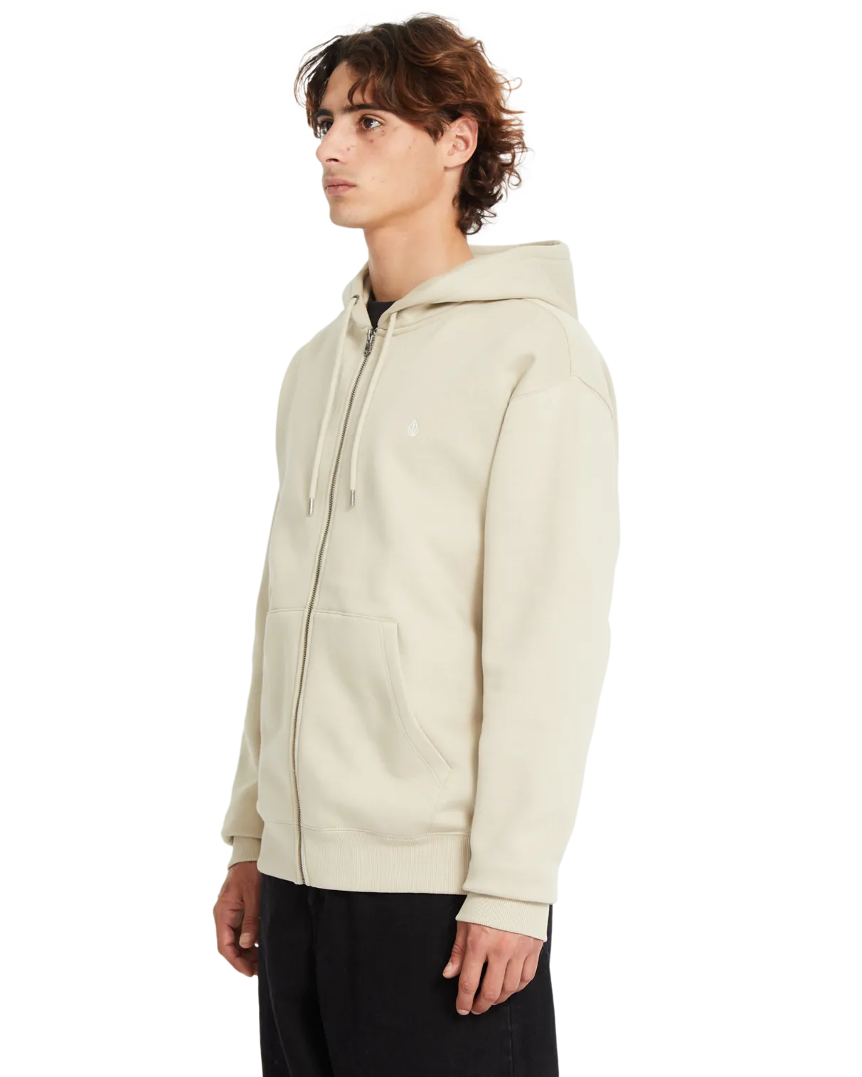 Single Stone Zip Hoodie in Light Khaki