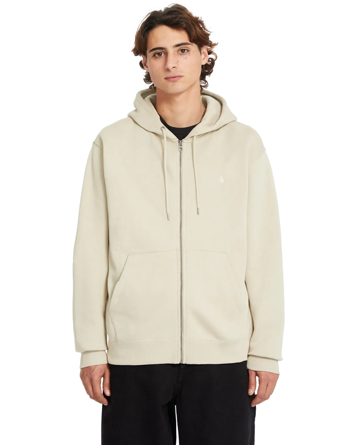 Single Stone Zip Hoodie in Light Khaki