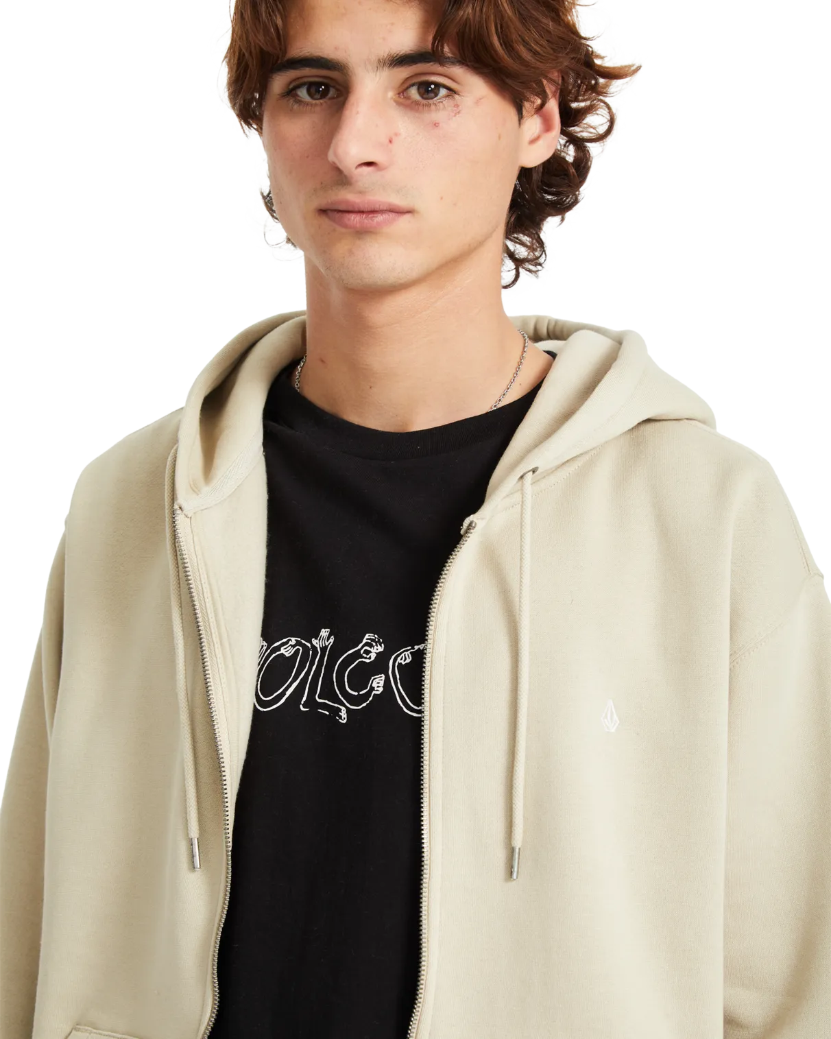 Single Stone Zip Hoodie in Light Khaki