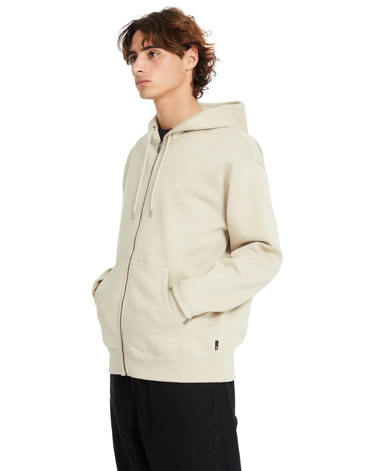 Single Stone Zip Hoodie in Light Khaki