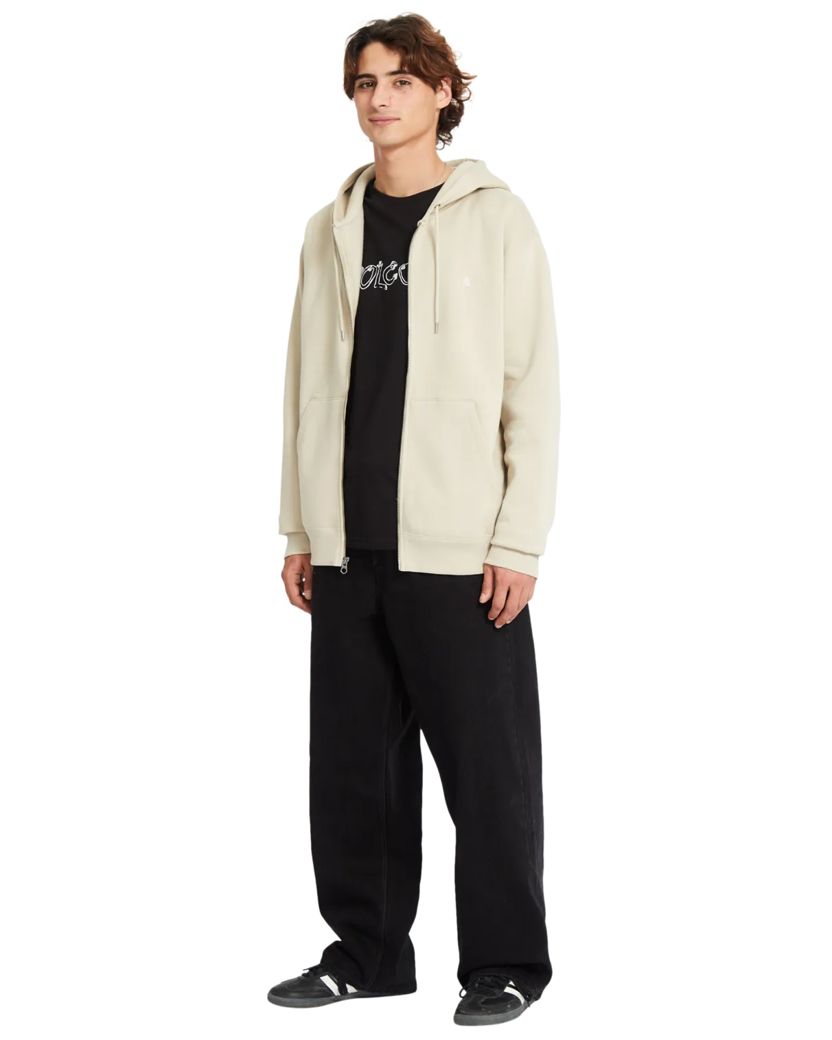Single Stone Zip Hoodie in Light Khaki