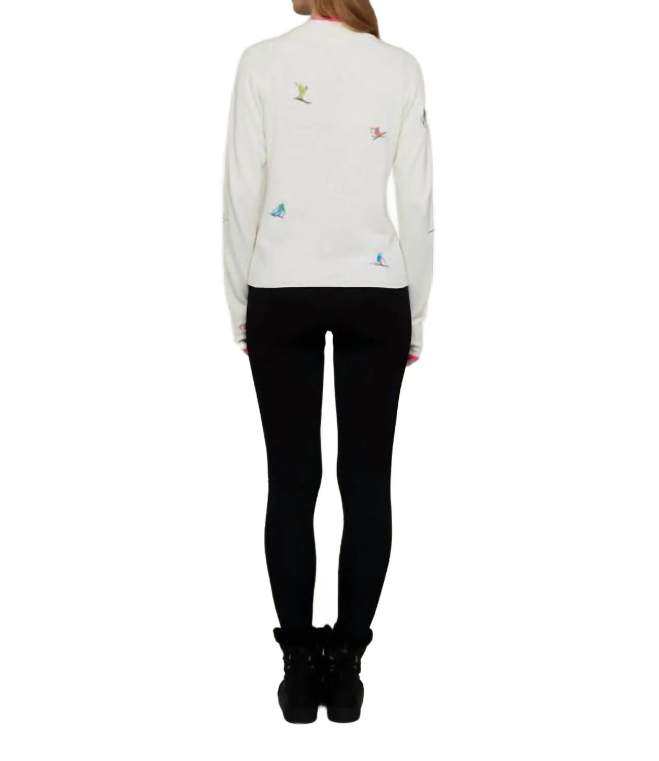 Ski Embroidery Mock Neck Top In Ice Water