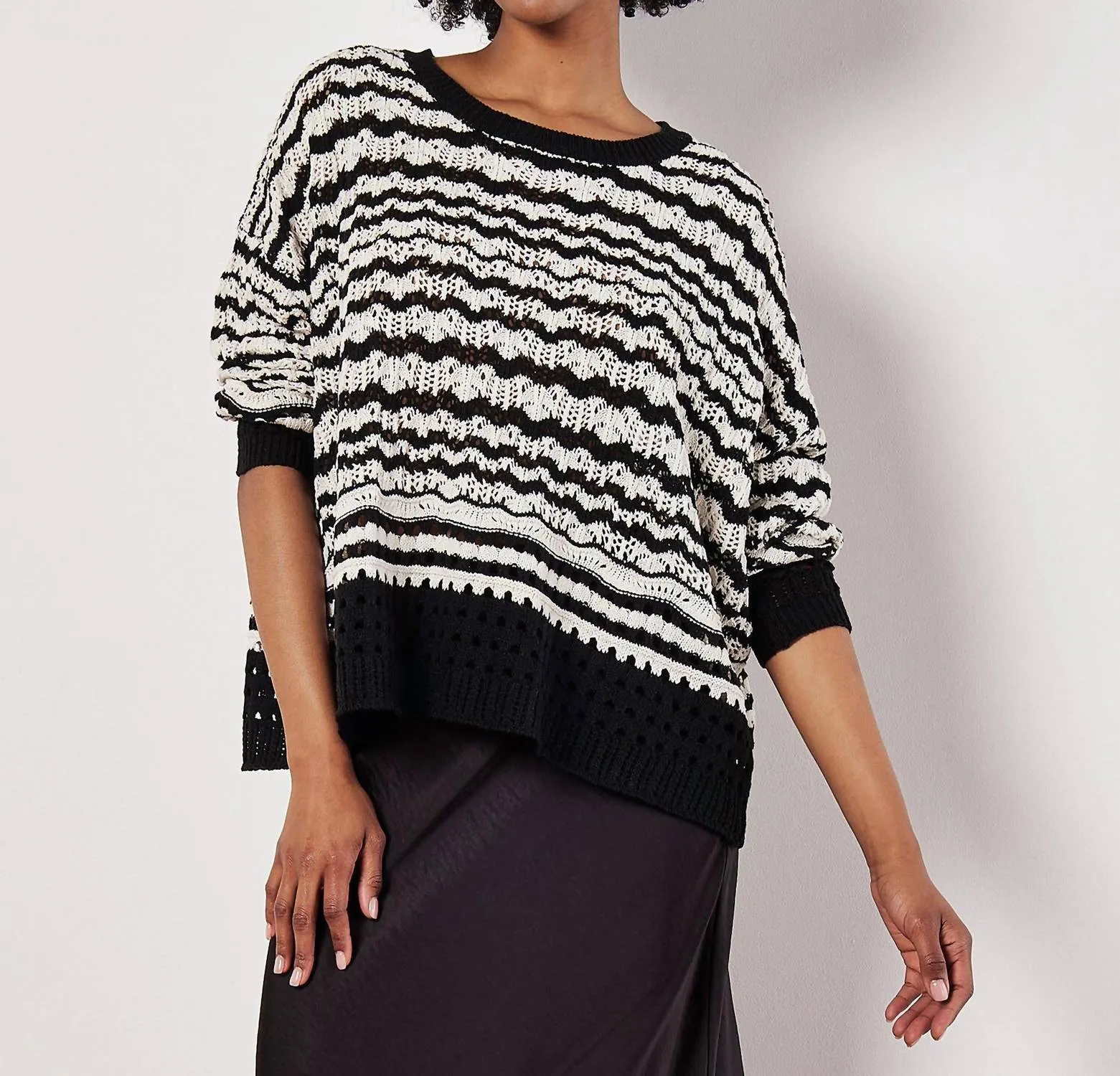 Skyline Stripe Sweater In Black/white