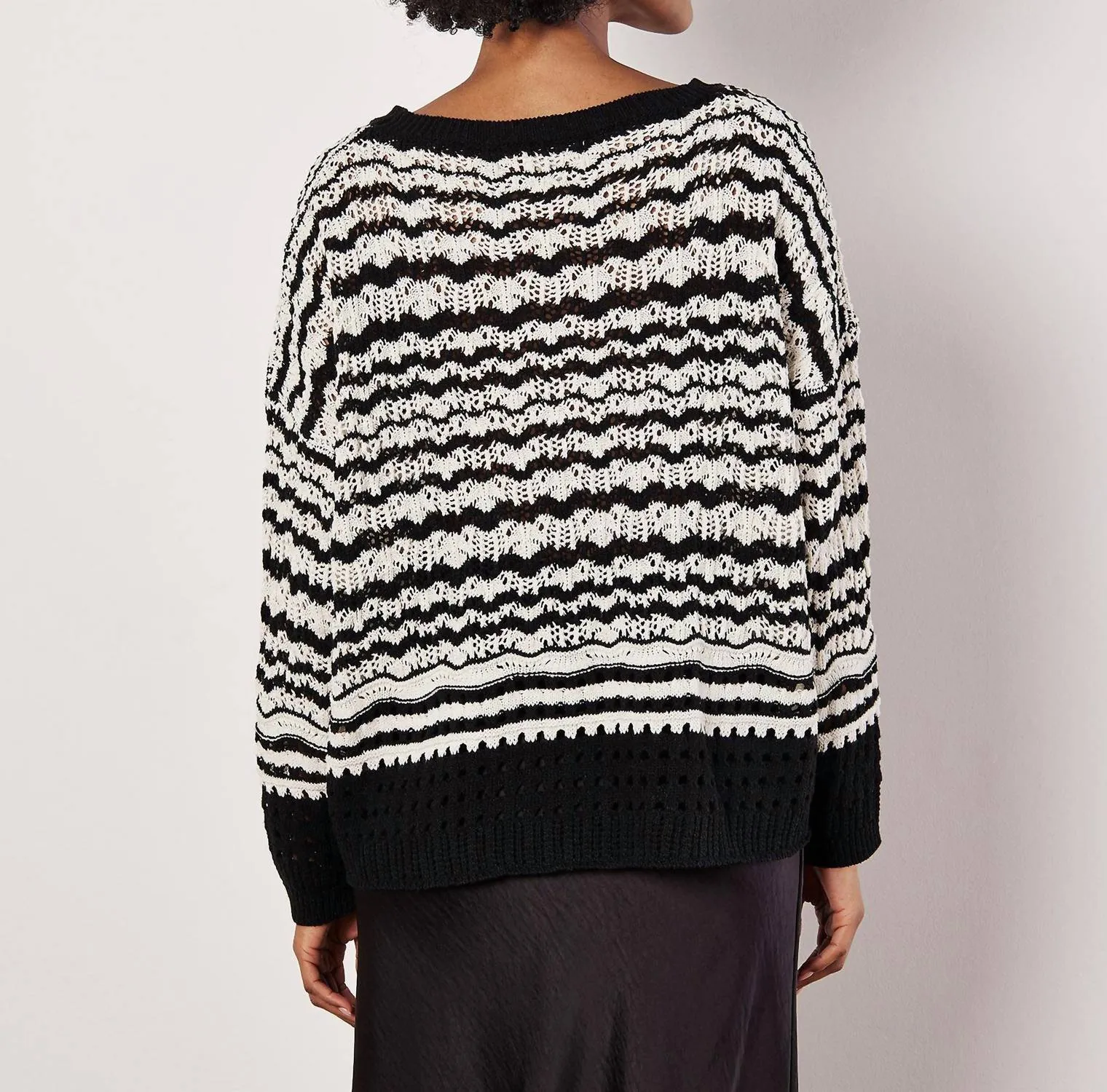 Skyline Stripe Sweater In Black/white