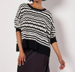 Skyline Stripe Sweater In Black/white