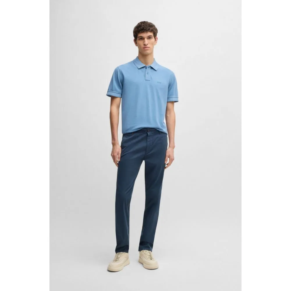 Slim-fit trousers in micro-printed stretch cotton