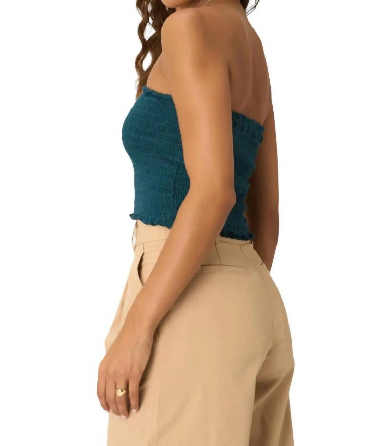 Smocked Tube Top In Blue