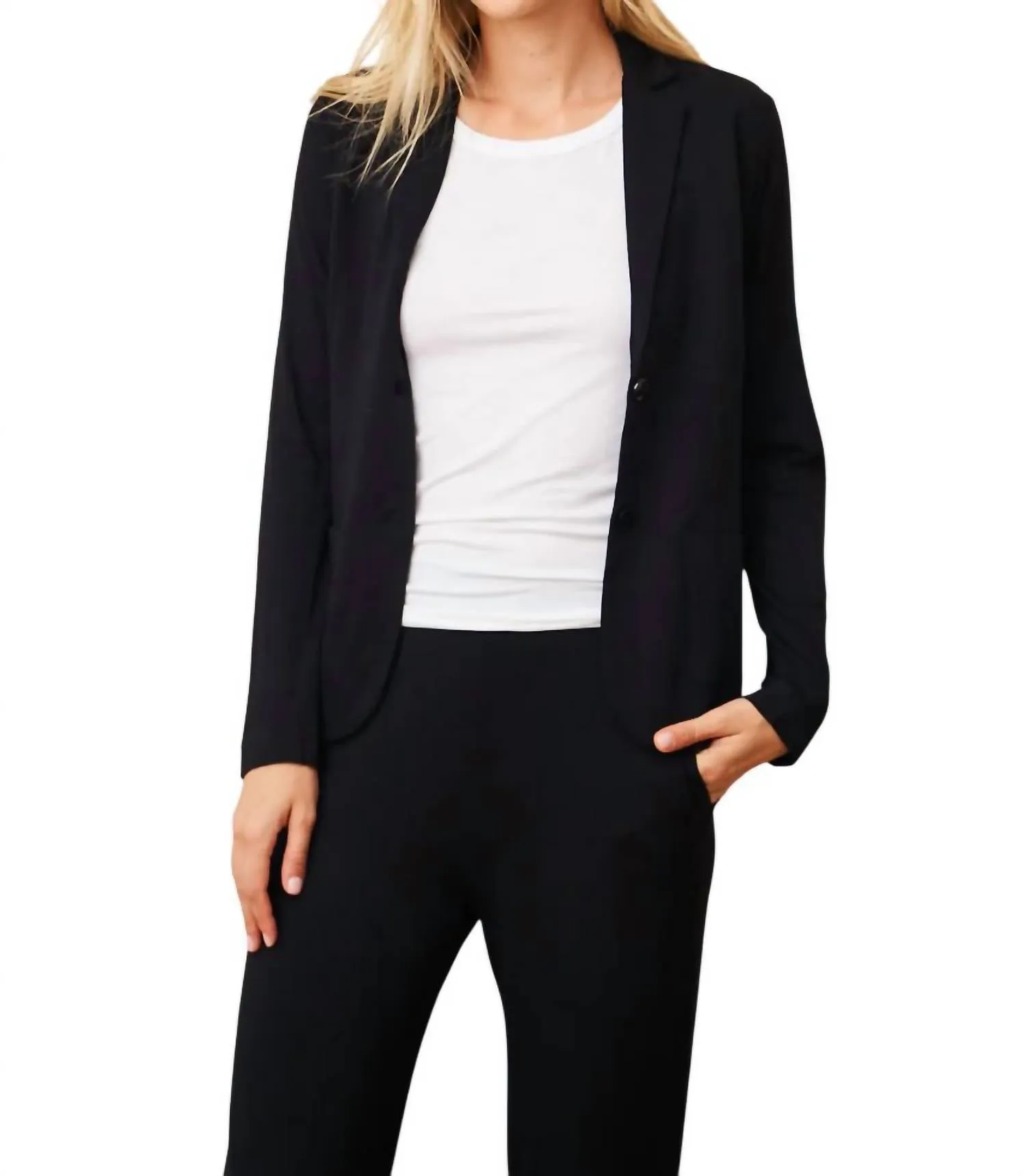 Soft Touch Two Button Blazer In Noir