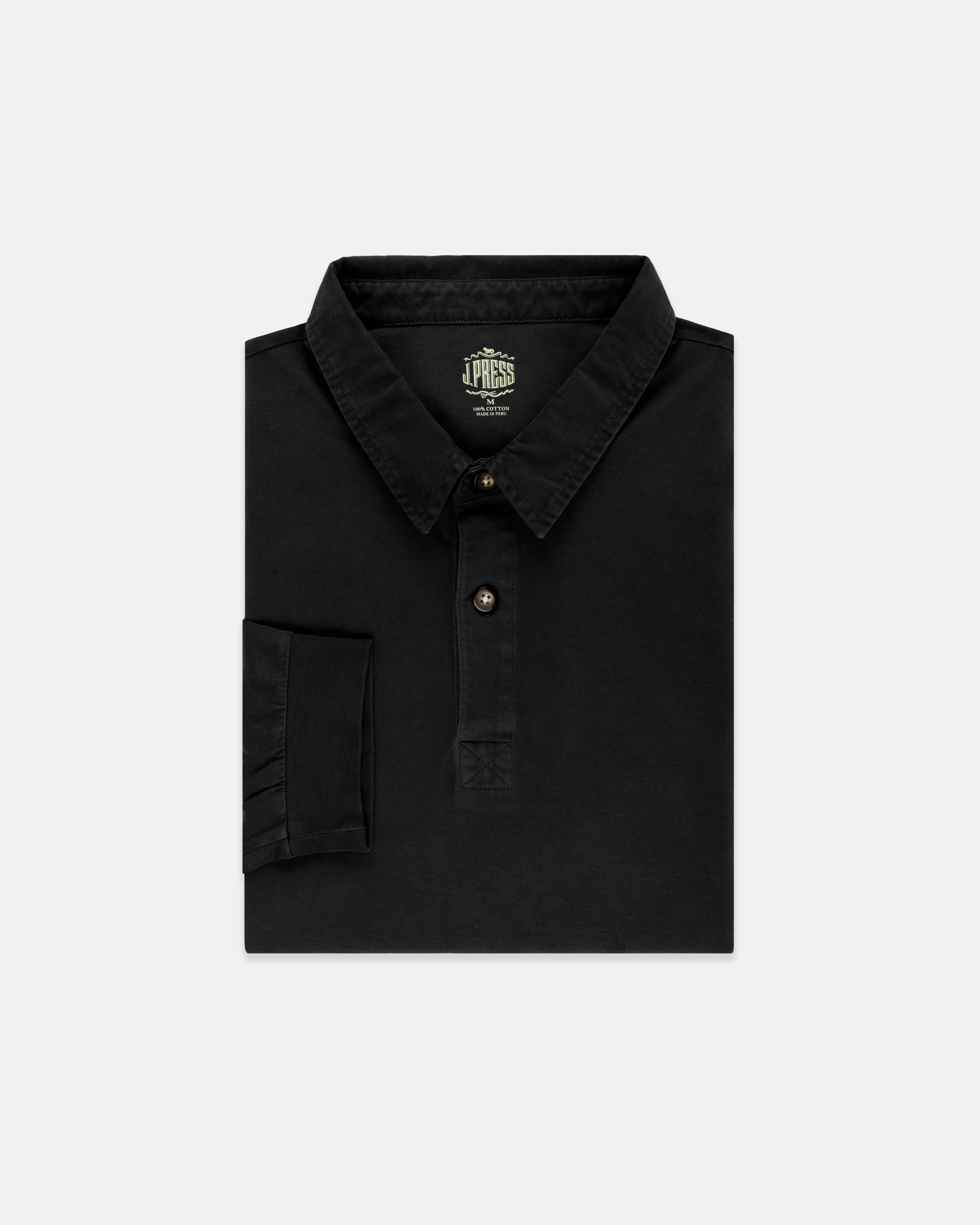SOLID RUGBY SHIRT - BLACK