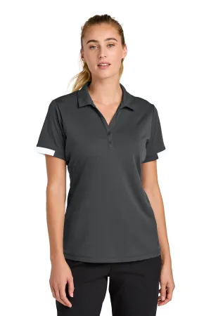 Sport-Tek Womens Club Colorblock Moisture Wicking Short Sleeve Polo Shirt - Iron Grey/White