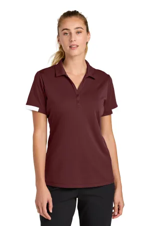 Sport-Tek Womens Club Colorblock Moisture Wicking Short Sleeve Polo Shirt - Maroon/White