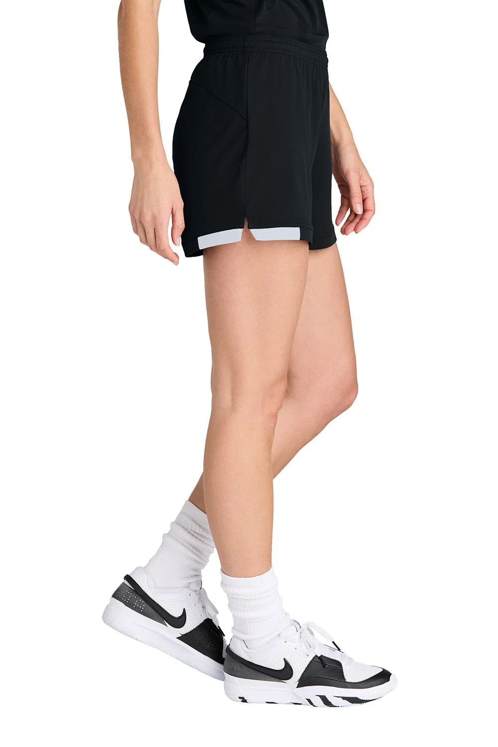Sport-Tek Womens Club Moisture Wicking Shorts - Black/White