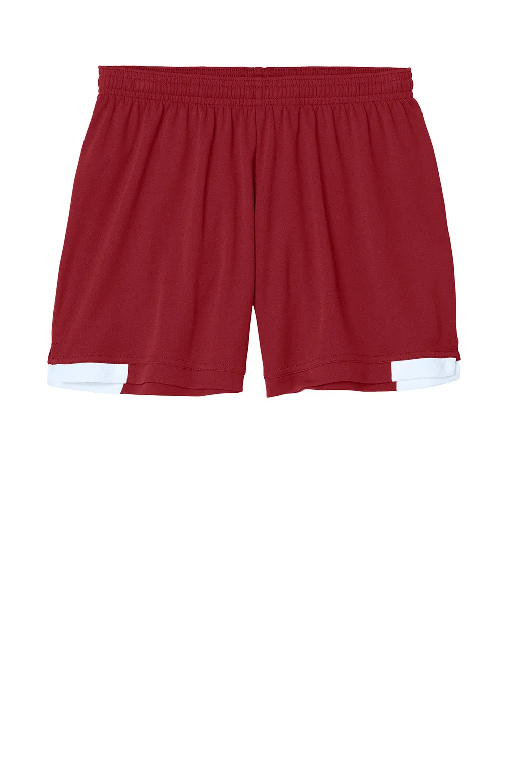 Sport-Tek Womens Club Moisture Wicking Shorts - Deep Red/White