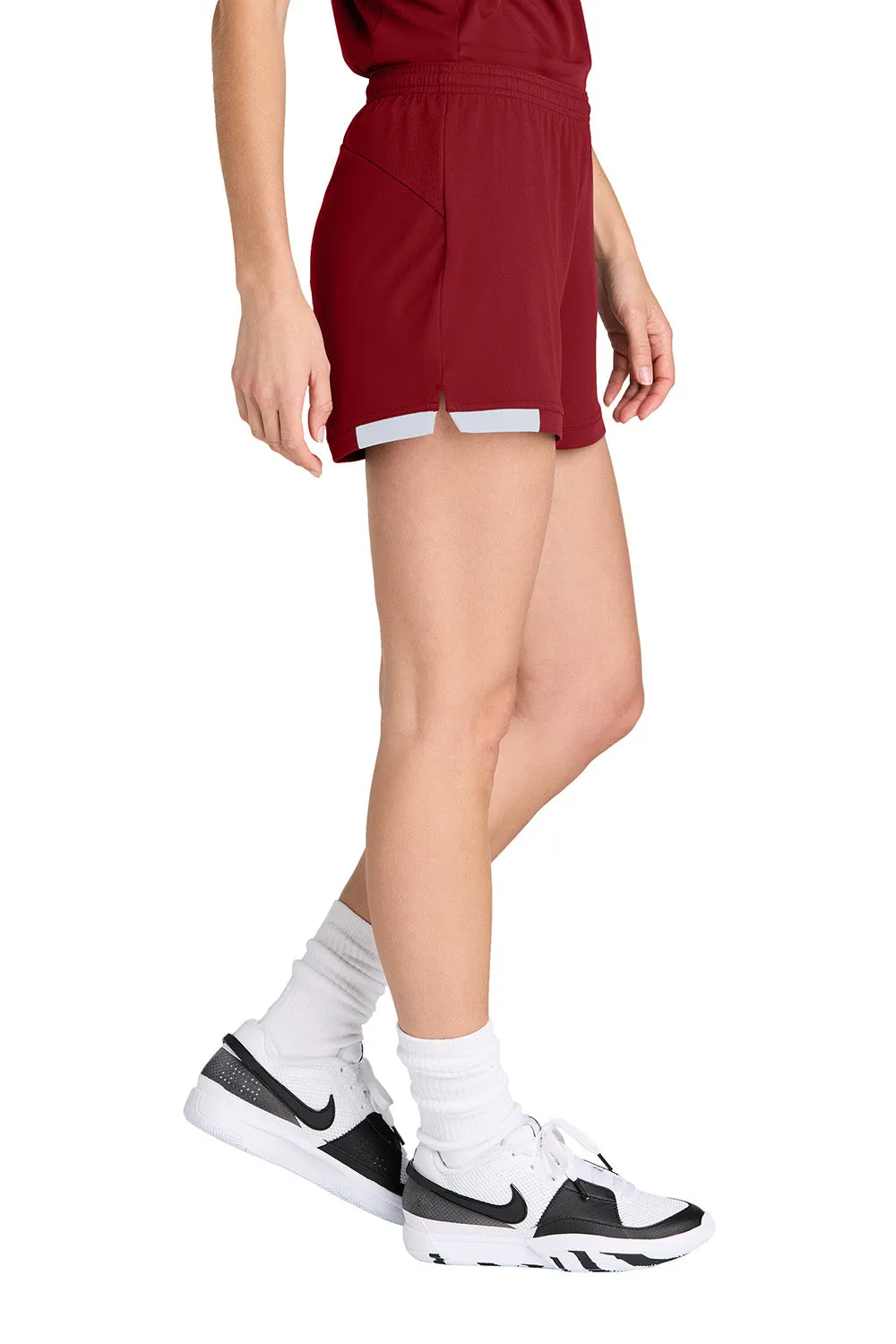 Sport-Tek Womens Club Moisture Wicking Shorts - Deep Red/White