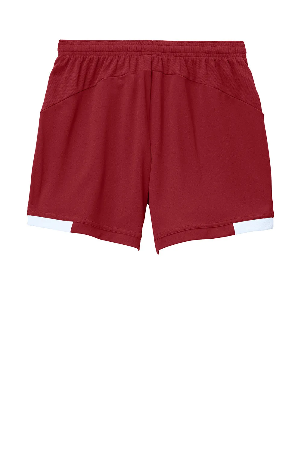 Sport-Tek Womens Club Moisture Wicking Shorts - Deep Red/White