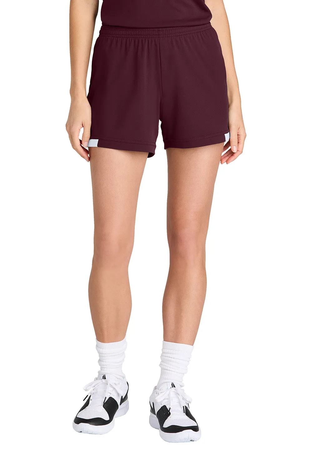 Sport-Tek Womens Club Moisture Wicking Shorts - Maroon/White