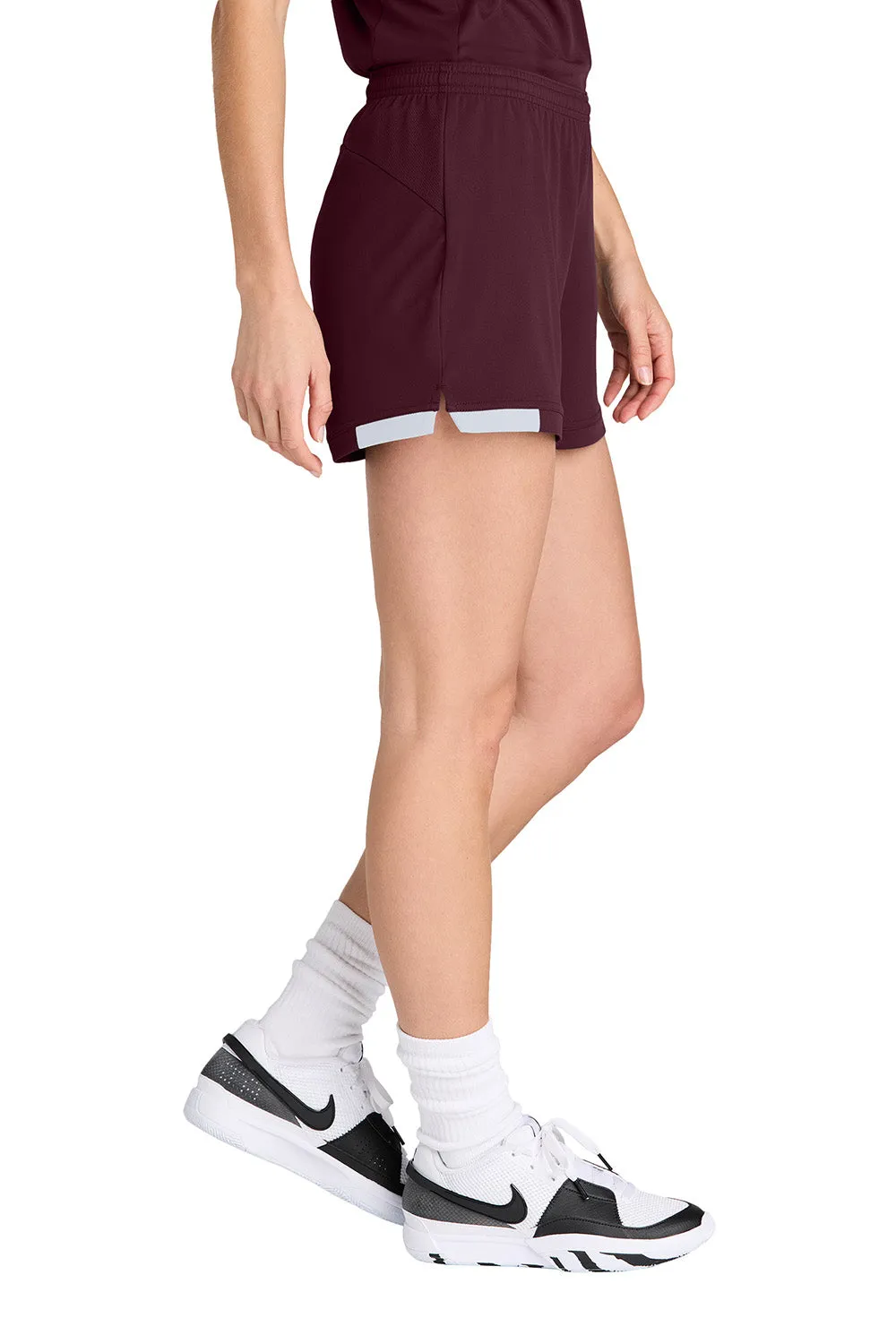 Sport-Tek Womens Club Moisture Wicking Shorts - Maroon/White