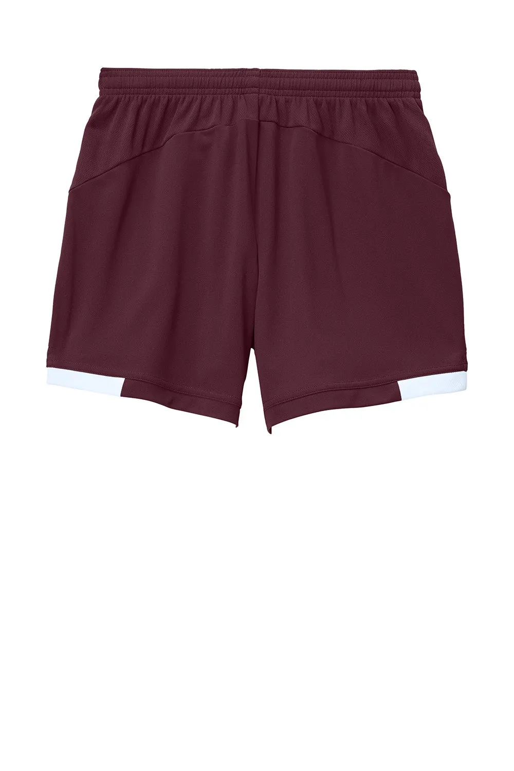 Sport-Tek Womens Club Moisture Wicking Shorts - Maroon/White
