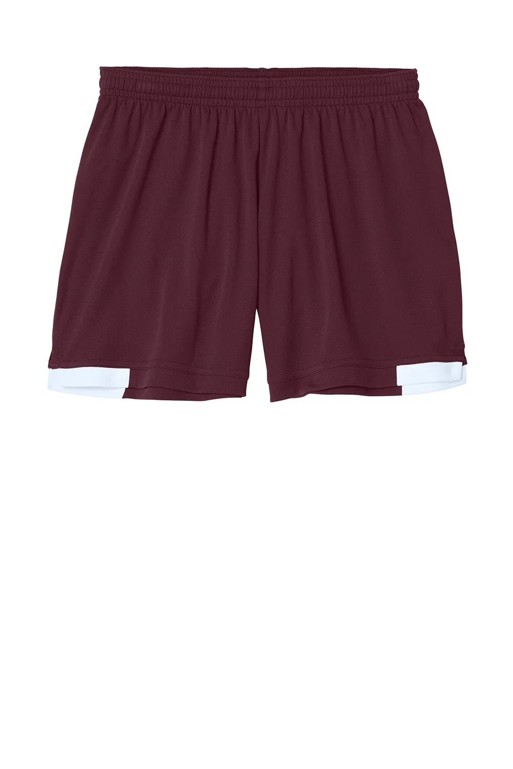 Sport-Tek Womens Club Moisture Wicking Shorts - Maroon/White