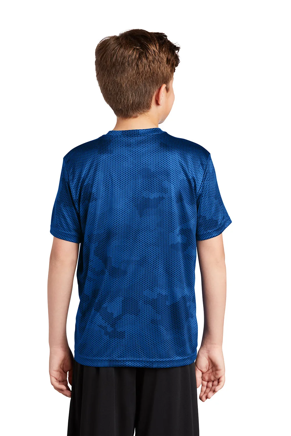 Sport-Tek Youth CamoHex Moisture Wicking Short Sleeve Crewneck T-Shirt - True Royal Blue