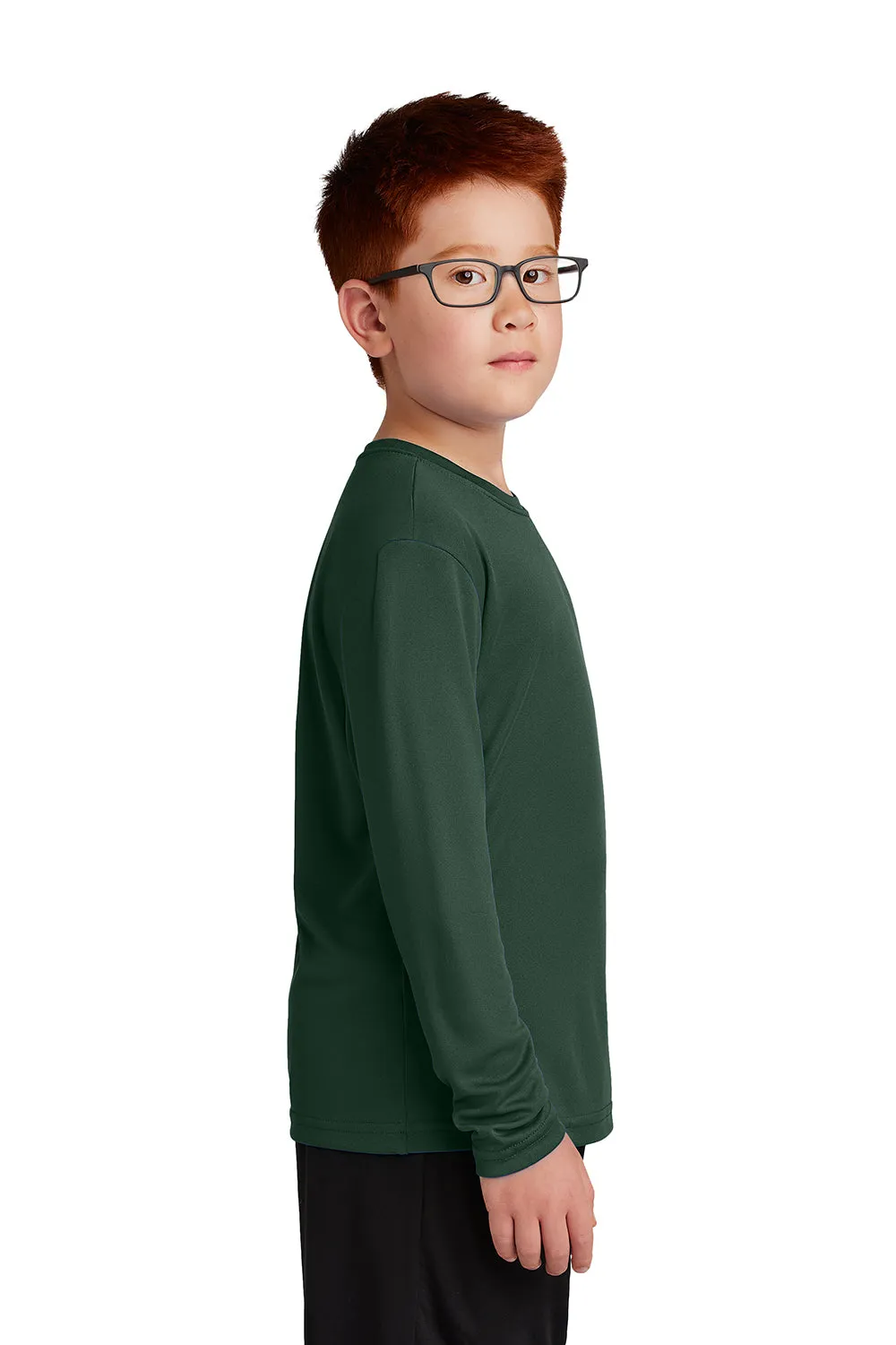 Sport-Tek Youth Competitor Moisture Wicking Long Sleeve Crewneck T-Shirt - Forest Green