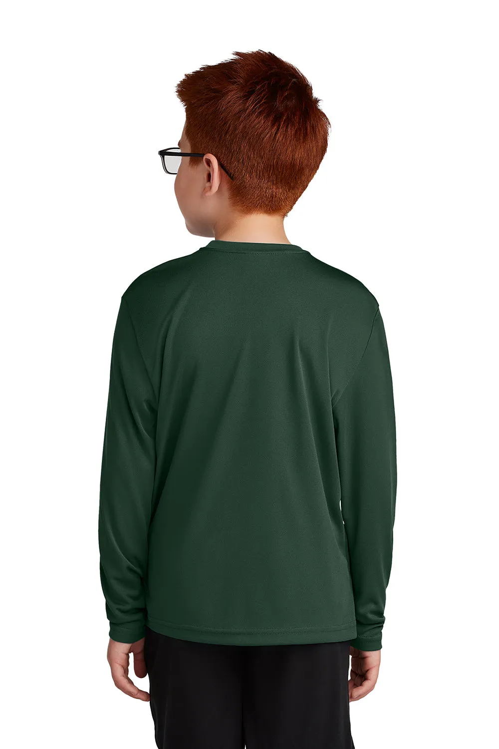 Sport-Tek Youth Competitor Moisture Wicking Long Sleeve Crewneck T-Shirt - Forest Green