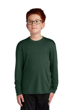 Sport-Tek Youth Competitor Moisture Wicking Long Sleeve Crewneck T-Shirt - Forest Green